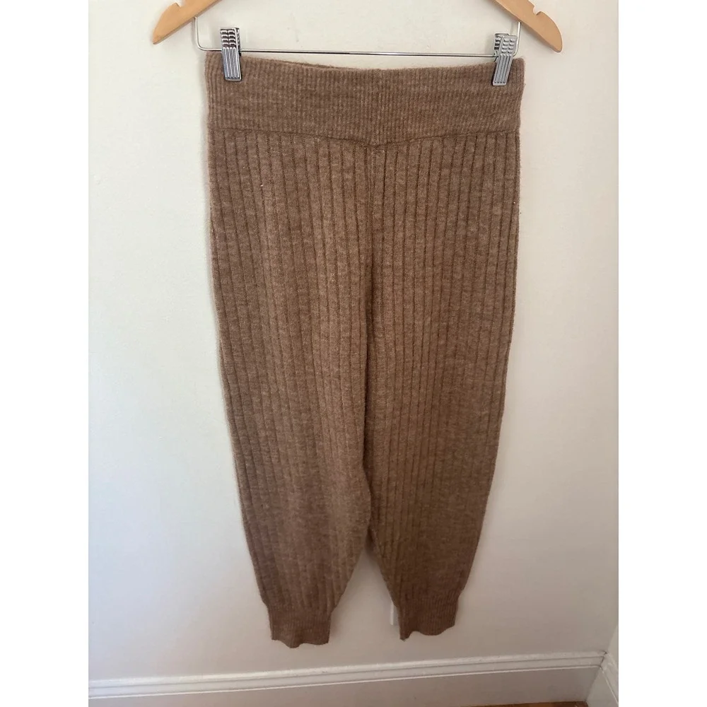 Intimately Free People Ribbed Knit Joggers Camel Brown High Rise Lounge Pants XS